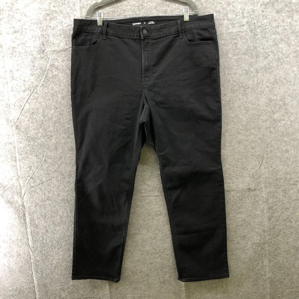 Old Navy High-Rise Straight Leg Jeans Womens 22 Black Classic Fit Cotton Blend